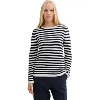 Tom Tailor Pull-over bleu foncé / blanc