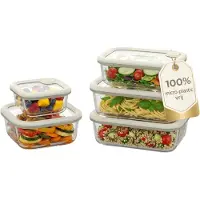 Safecourt Kitchen Récipients fraîcheur Safecourt - entièrement en verre (100% sans micro-plastique) - four, congélateur, micro-ondes et lave-vaisselle - set de 5 pièces