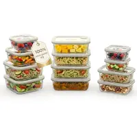 Safecourt Kitchen Récipients fraîcheur Safecourt - entièrement en verre (100% sans micro-plastique) - four, congélateur, micro-ondes et lave-vaisselle - set de 11 pièces