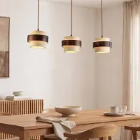 LumenXL Suspension à 3 lumières Mavero en ciment et bois