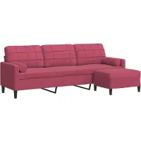 vidaXL Canapé 3 places avec pouf vin rouge 210 cm velours