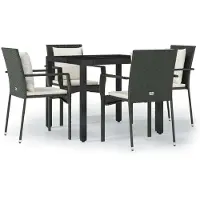 vidaXL Ensemble de jardin 5 pièces avec coussins Noir Poly Rattan