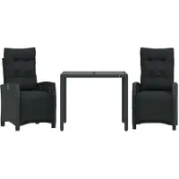 vidaXL Ensemble à manger de jardin avec coussins 3 pcs Noir