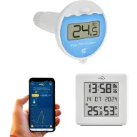 TFA-Dostmann TFA.me 35.8110.02 Kit de démarrage WiFi avec passerelle et capteur flottant pour la surveillance en ligne de piscines, bassins et bains glacés : sans piles