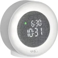 TFA-Dostmann TFA 60.2047 Réveil numérique à LED avec revêtement en tissu Veilleuse Capteur de lumière Fonction snooze Horloge à quartz Date