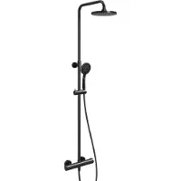Linie Junos 200 colonne de douche de pluie robinet thermostatique Noir Mat