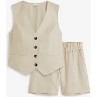 Bonprix Gilet sans manches et short en lin mélangé