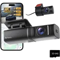 Faas Dashcam pour voiture avant et arrière - 4K et 64GB - Double Dashcam - Capteur G et fonction Time-lapse - Noir - by