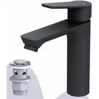 Am.pm robinet de salle de bain avec pop-up valve de vidange pour lavabo robinet salle de bain noir robinet de lavabo avec vidage 1 1/4 pouce vanne en laiton vidange
