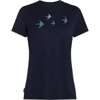 Icebreaker - T-shirt de randonnée en laine de mérinos léger - W Merino 150 Tech Lite SS Tee Bird Transit Midnight Navy pour Femme en Laine - Taille L