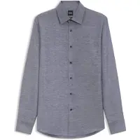 BOSS Chemise Slim Fit en twill de lin mélangé