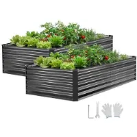 Vevor Potager Surélevé Métal 203x102x46 cm Carré Potager Surélevé Lot de 2 Lit de Jardin Rectangulaire pour Culture de Légumes et Fleurs