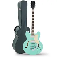 Hartwood Revival Vibrato Semi Acoustic Guitar & Hard Case Jade Green