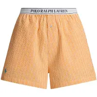 Ralph Lauren Pantalon de pyjama ' Scallop Seersucker ' orange / blanc