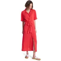 Roxy Island Escape Solid Short Sleeve Long Dress Rouge S Femme