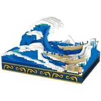 Pantasy Kanagawa Surfing Set Ukiyo-e Construction Game 15 Cm Bleu Enfants