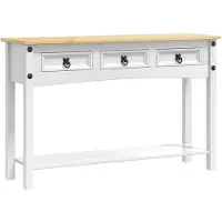 vidaXL Table d'appoint avec tiroir Blanc 114 x 34,5 x 73 cm Pin massif