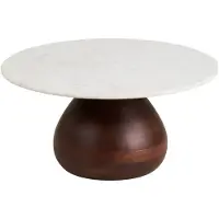 Ebuy24 Klara table basse Ø70cm blanc, brun foncé.