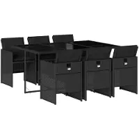 vidaXL Ensemble de jardin 7 pièces avec coussins Noir Poly Rattan