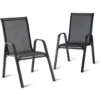 Relaxdays Chaises de jardin , lot de 2, dossier haut, accoudoirs, empilables, jusqu'à 150 kg, polyester, métal, chaises empilables, anthracite