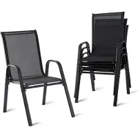 Relaxdays Chaises de jardin , lot de 4, dossier haut, accoudoirs, empilables, jusqu'à 150 kg, polyester, métal, chaises empilables, anthracite