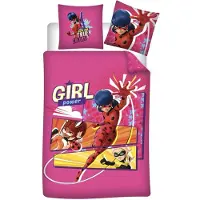 Aymax Miraculous Ladybug Ensemble de literie 140x200 cm - Housse de couette et taie d'oreiller en microfibre