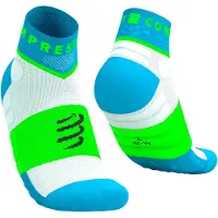 Compressport - Chaussettes de trail légères - Ultra Trail Low Socks Norse Blue/Neon Green - Taille 45-48 - Bleu