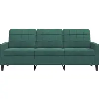 vidaXL Canapé à 3 places Vert foncé 180 cm Velours