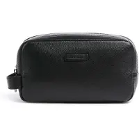 Piquadro Mode Special Leather Toiletry Bag 25 cm Black, Trousse de toilette, Noir