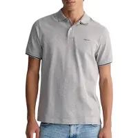 Gant pour homme. 2062034 Polo en piqué avec passepoil vert (L), Casuel, Coton, Manche courte