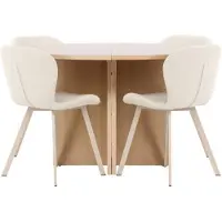 Ebuy24 Strada ensemble pour salle à manger table extensible Ø120cm, 170cm et 4 chaises whitewash, beige.