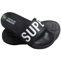 Superdry Femme Logo Imprimée Claquettes De Piscine Code Core, Noir &amp; Blanc, Pointure: M