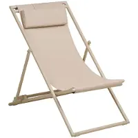 Ebuy24 Cille chaise de plage à 4 positions dossier taupe.