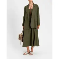 Twinset pour femme. 261TF2020 Blazer en lin vert (44), Casuel, Manche longue