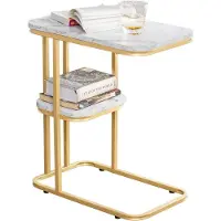 SoBuy - Table d'appoint - Table de soins avec cadre en métal doré - 50x58x30cm FBT110-G