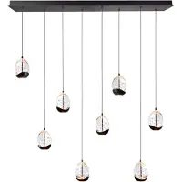 Highlight Suspension Clear Egg noir 8 lumières droit