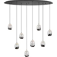 Highlight Suspension Clear Egg Noir ovale à 8 lumières