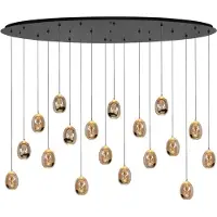 Highlight Suspension Golden Egg Noir 18 lumières ovale