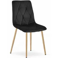 Leobert Chaise Valora LIBRA, velours noir, pieds en bois x1 | Chaise noire avec pieds en bois pour une touche de contraste