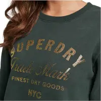 Superdry pour femme. W8011496A Robe en maille avec logo métallique Luxe green (S), Casuel, Vert, Polyester, Manche longue