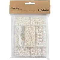 Creativ Company kit de création de bijoux - mélange de perles blanches nacrées