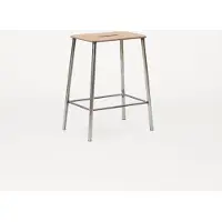Frama Adam Stool Ottoman Raw Steel|Natural Leather | 50cm