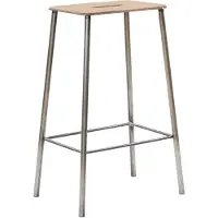 Frama Adam Stool Ottoman Raw Steel|Natural Leather | 65cm