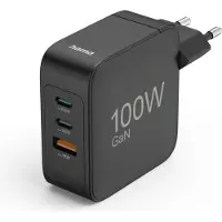 Hama Chargeur rapide, GaN, 2 USB-C, 1 USB-A, PD, 100 W, noir