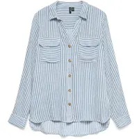 Vero Moda Chemisier 'VMBumpy' bleu roi / blanc