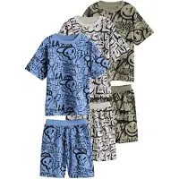 Next Pyjama bleu cobalt / taupe / gris clair / noir