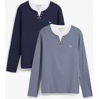 Bonprix Lot de 2 T-shirts manches longues, style 2en1