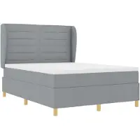 vidaXL Lit à sommier tapissier avec matelas, gris clair, 190 x 140 cm, tissu