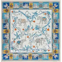 Roeckl Foulard 'Lucky Elephant Nicky' bleu / bleu outremer / jaune / blanc naturel