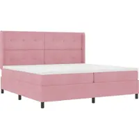 vidaXL Lit boxspring avec barres lumineuses LED rose 200 x 200 cm velours